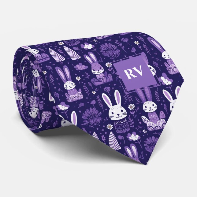 Corbata Conejo Cute Purple Easter (Enrollado)