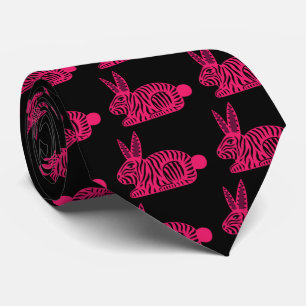 Corbata Conejo de cebra rosa