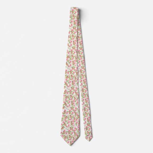 Corbata Conejo de conejito floral de los rosas marrones (Anverso)