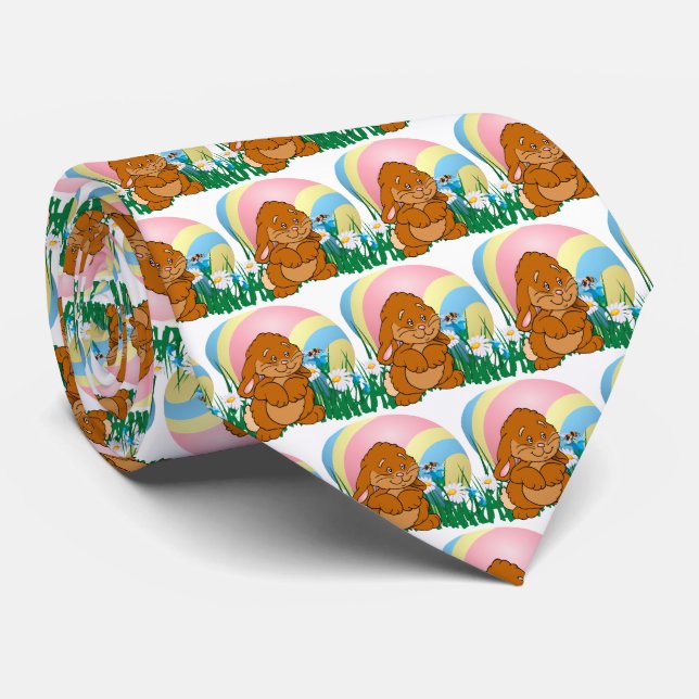 Corbata Conejo De Conejo De Semana Santa Y Huevo De Pascua (Enrollado)