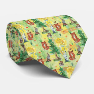 Corbata Conejo de madera acuarela, Hedgehog, zorro