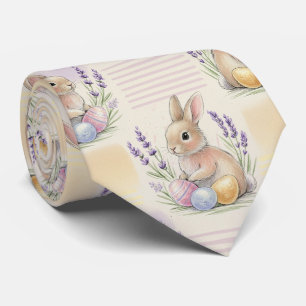 Corbata Conejo de Pascua con Patrón Pastel de Primavera de