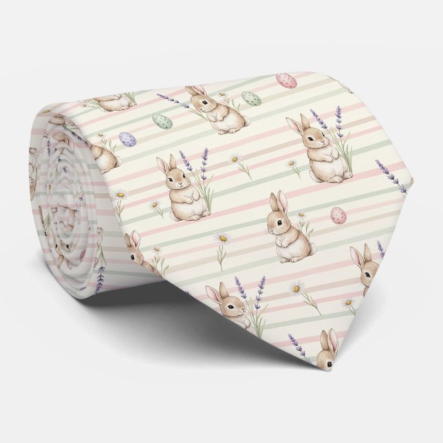 Corbata Conejo de Pascua con Patrón Pastel de Primavera de (Enrollado)