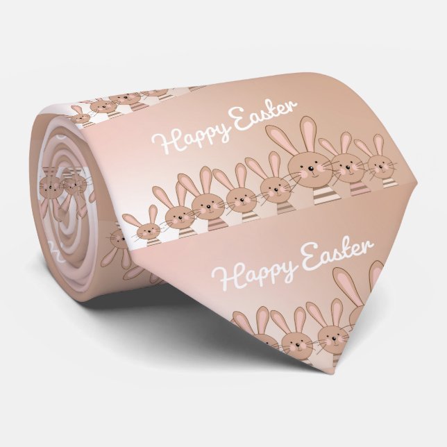 Corbata Conejo de Pascua gradiente rosa dorado divertido (Enrollado)