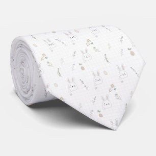 Corbata Conejo de Pascua minimalista rosa beige Doodle en