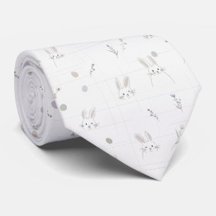 Corbata Conejo de Pascua Neutral Patrón Floral Pastel