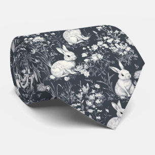 Corbata Conejo Elegante Toile Floral Patrón Vintage (5)