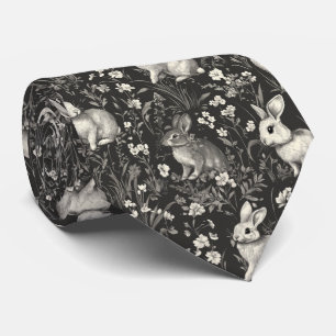 Corbata Conejo Elegante Toile Floral Patrón Vintage (7)