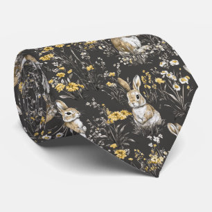Corbata Conejo Elegante Toile Floral Patrón Vintage (9)