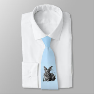Corbata Conejo gris blanco contra cielo azul