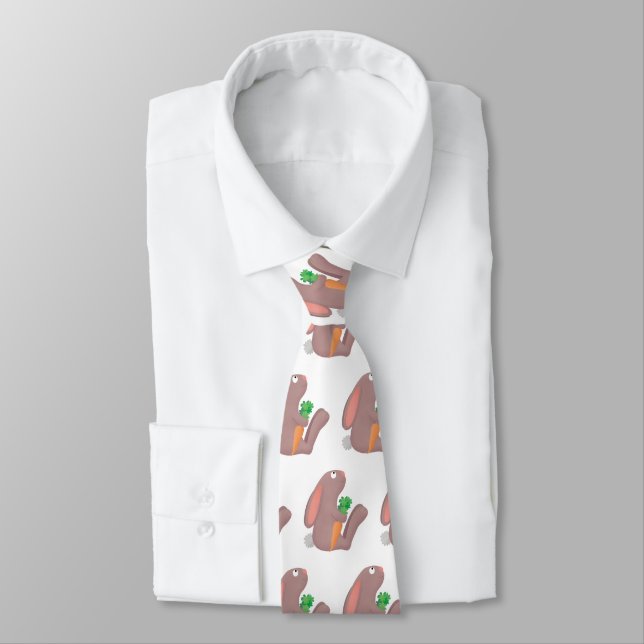 Corbata Conejo lindo con personalizado de zanahoria sentad (Atado)