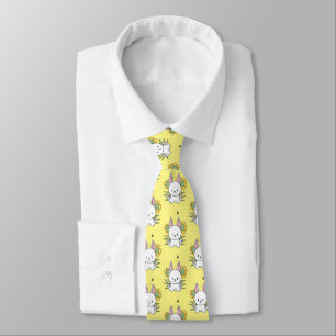 Corbata Conejos y Flores Patrón Repetido