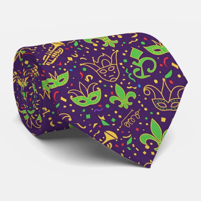 Corbata Confetti Kings Mardi Gras Tie (Enrollado)
