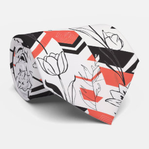 Corbata Contraste floral geométrico moderno