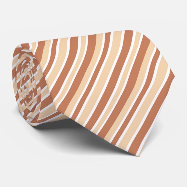 Corbata Cool brown white stripe pattern  (Enrollado)
