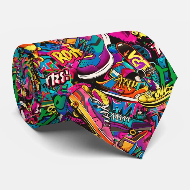 Corbata Cool comic graffiti tiled pattern  (Enrollado)