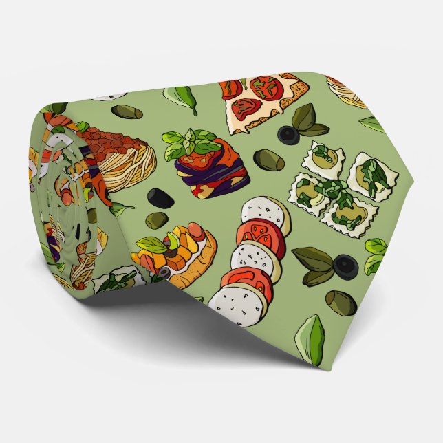 Corbata cool Italian food pattern tiled (Enrollado)