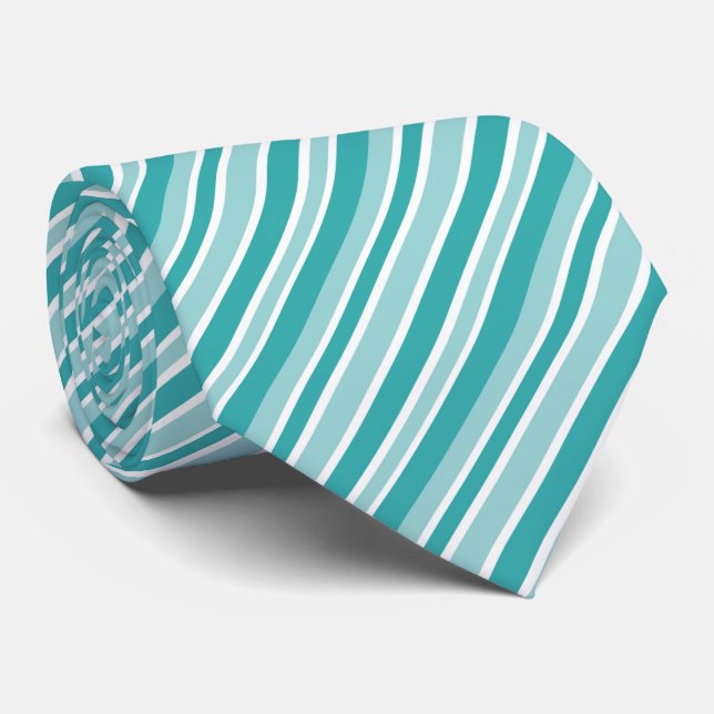 Corbata Cool teal white stripe pattern  (Enrollado)