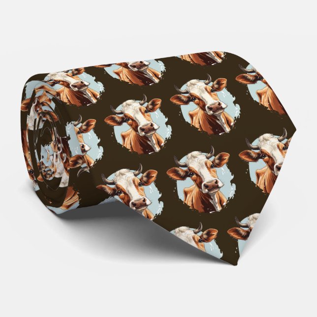 Corbata Cool tiled cow pattern  (Enrollado)