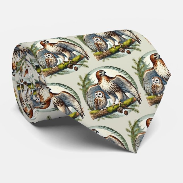 Corbata Cool tiled owl eagle pattern  (Enrollado)
