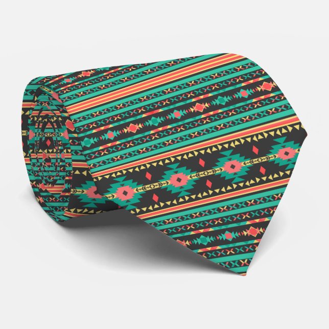 Corbata Cool tribal ethnic geometric pattern (Enrollado)