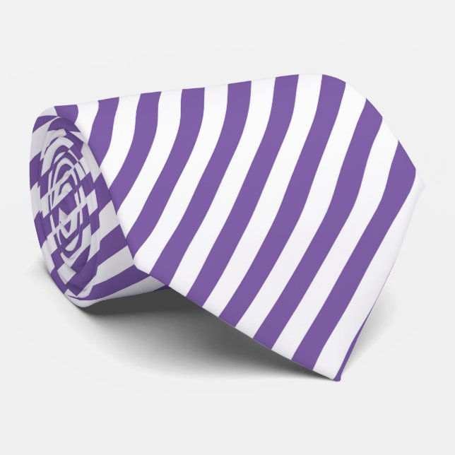 Corbata Cool white purple stripe pattern neck tie  (Enrollado)