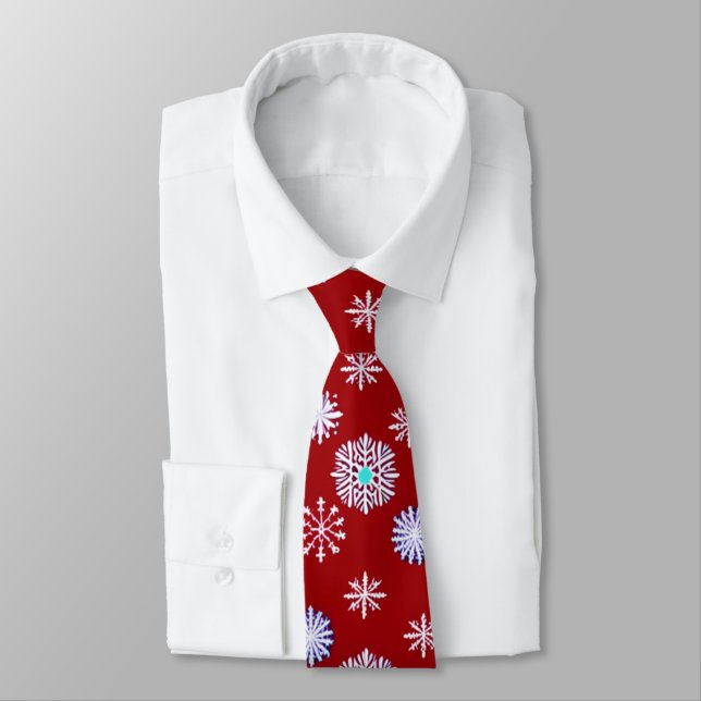 Corbata Copo de Nieve Antiguo sobre Rojo (Atado)