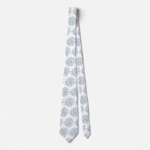 Corbata Copo de nieve de Navidad azul, patrón de ventisca