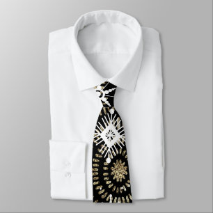 Corbata Copo de Nieve de Navidad Negro Dorado