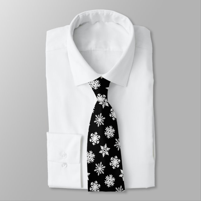 Corbata Copo de Nieve Ikat - Blanco y negro (Atado)