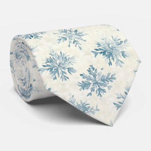 Corbata Copos de nieve acuarela azul
