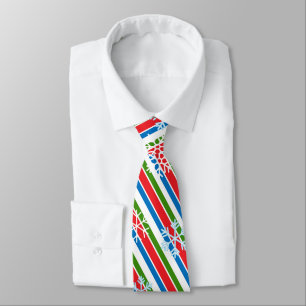 Corbata Copos de nieve Azul Rojo Verde Rayas Geométricas