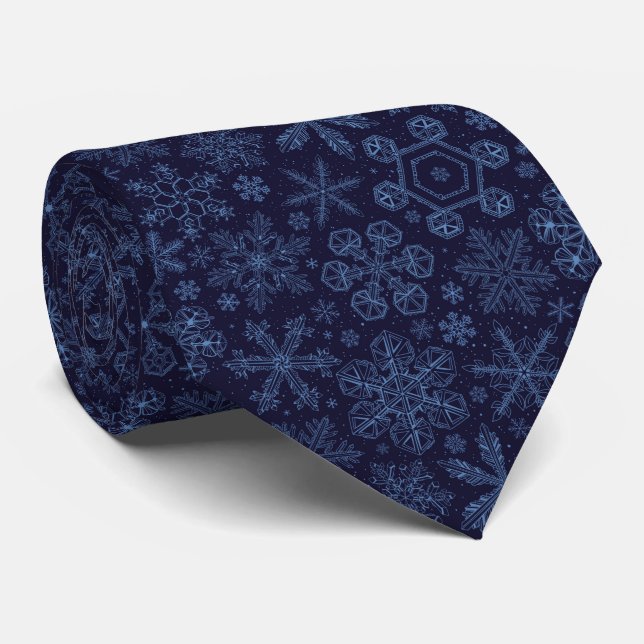 Corbata Copos de nieve azules (Enrollado)