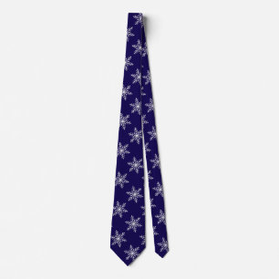 Corbata Copos de nieve blancos minimalistas azul marino El