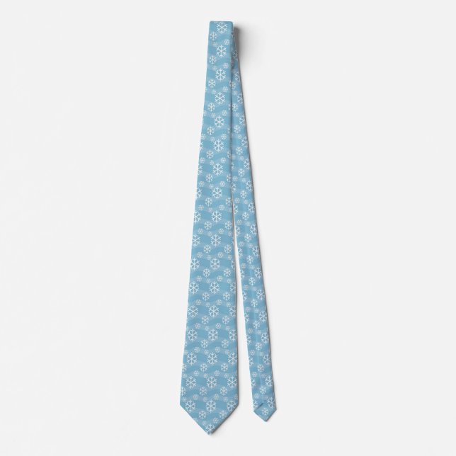 Corbata Copos de nieve en invierno con Navidades azules cl (Anverso)