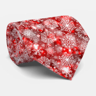 Corbata Copos de nieve en rojo