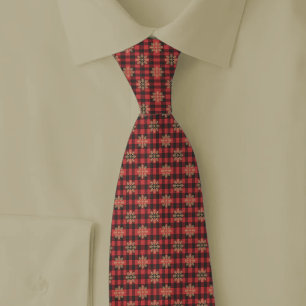Corbata Copos de Nieve Rústicos y Navidad de Cuadros