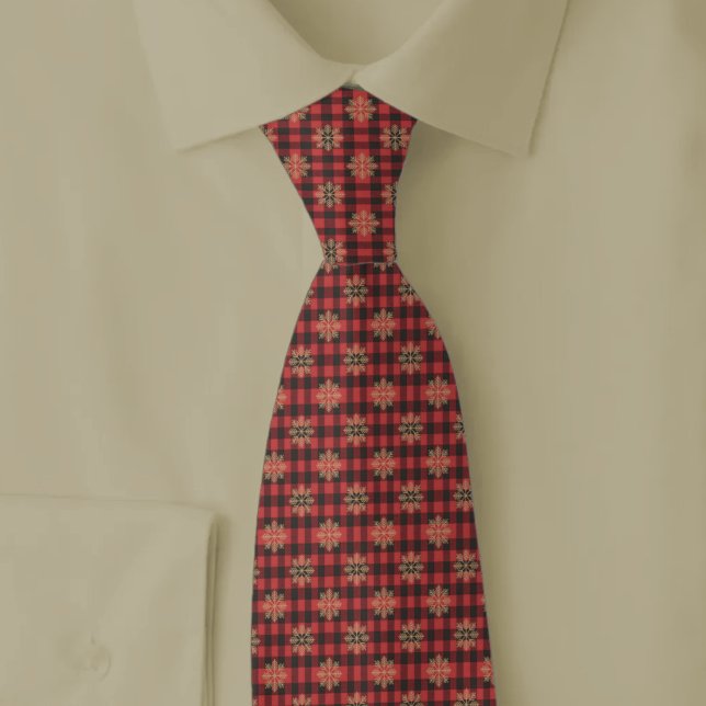 Corbata Copos de Nieve Rústicos y Navidad de Cuadros (Subido por el creador)