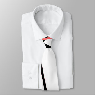 Corbata Coral cruzado en crisis y franjas negras en blanco