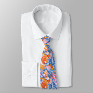 Corbata Coral de conchas marinas coloridas turquesa púrpur