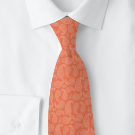 Corbata Coral Naranja Paisley
