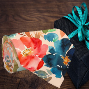 Corbata Coral Peach Indigo Rosas Azules De La Armada Flora