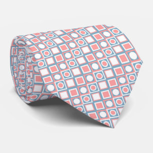 Corbata Coral Rubor Rosa Azul Blanco Patrón Artístico