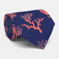Coral y Marina Blue Groom Beach Wedding Tie