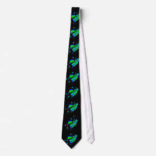 Corbata Corazón arcoiris verde azul con estrellas