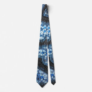 Corbata Corazón azul negro de patrones florales