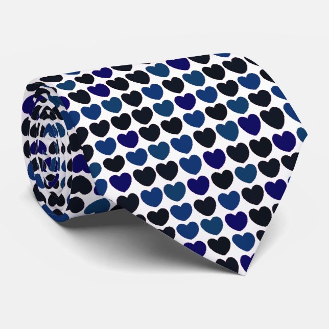 Corbata Corazón azul y negro (Enrollado)