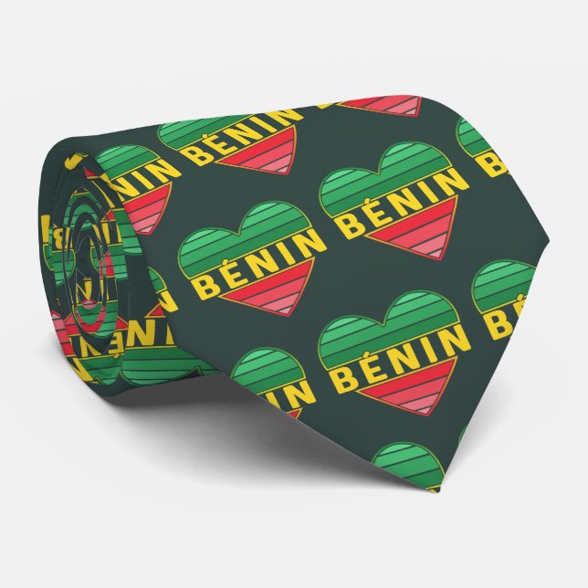 Corbata Corazón beninés, amo Benín (Enrollado)