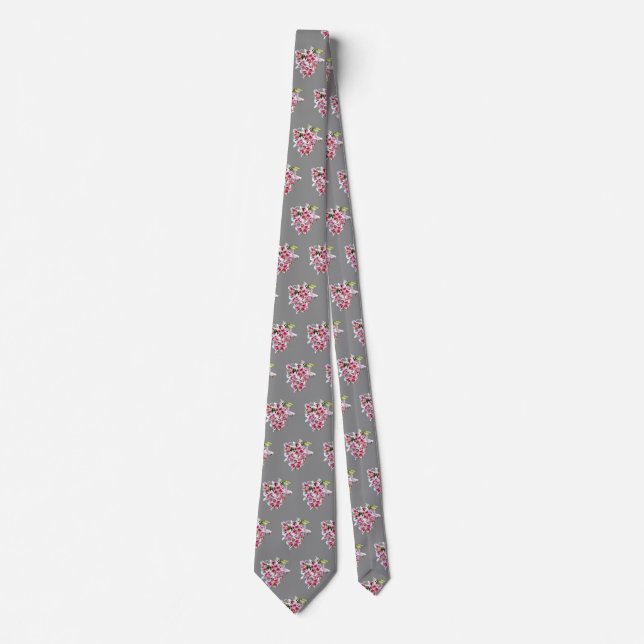 Corbata Corazón Con Lilies Stargazer (Anverso)