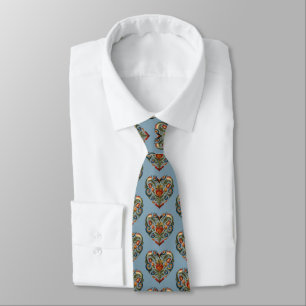 Corbata Corazón de Arte Popular Rosemaling noruego